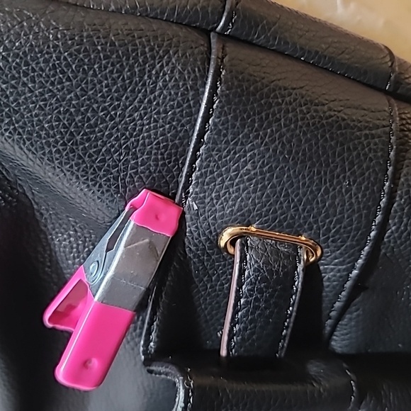 Tignanello Black Leather Bikercore Bohemian Hobo Shoulder Bag Satchel PurseTote - Picture 8 of 16